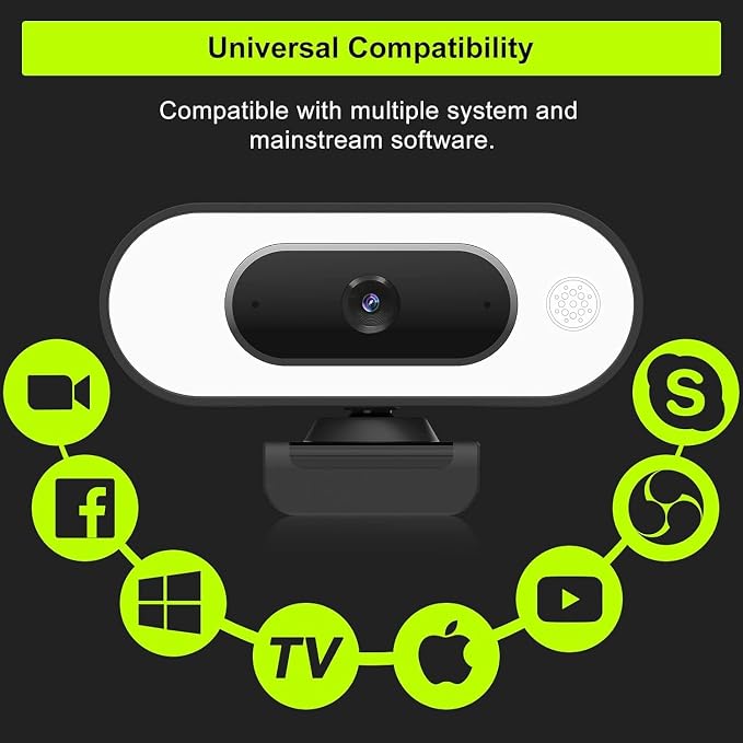 Webcam with Ring Light Microphone