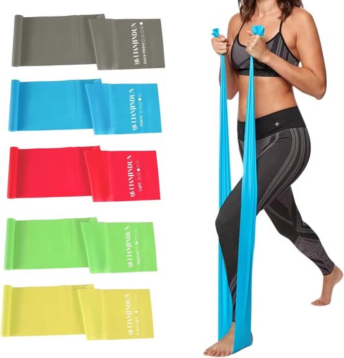 Lianjindun Resistance Bands Set - 5 Pcs Latex-Free Exercise Bands for Pilates, Yoga & Physical Therapy