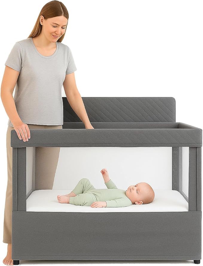 ORGANIC TEXTILES Organic Baby Mattress Topper with Heather Grey Cover - GOLS/GOTS Certified - Breathable, Hypoallergenic, 2" Playard (38"x26")