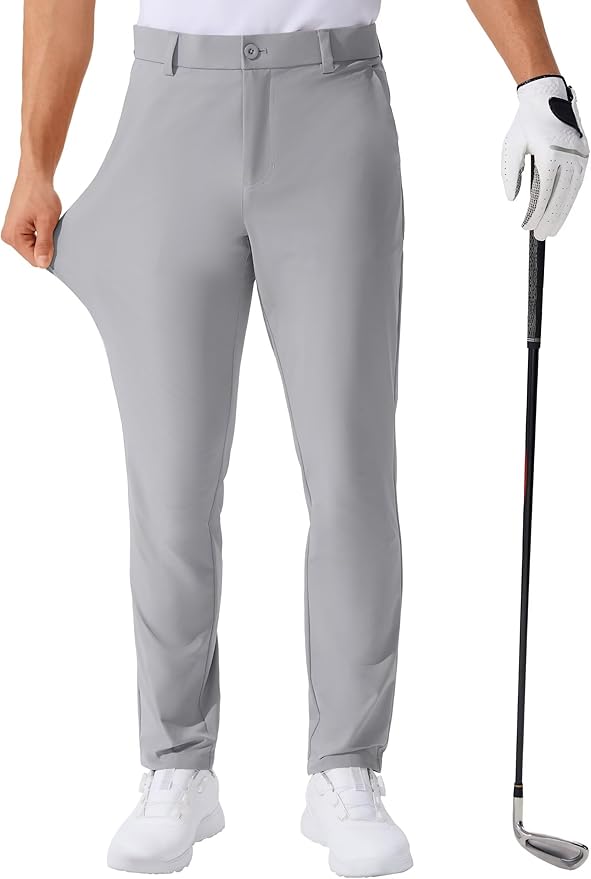 QPNGRP Men's Golf Pants 30"/32"/34" Inseam Lightweight Stretch Work Dress Pants