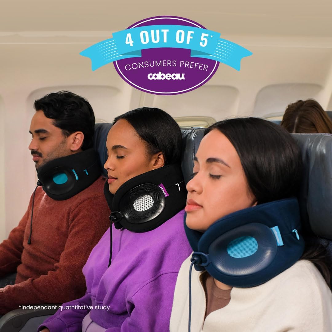 Cabeau Travel Essential Neck Pillow - Fits Most Neck Sizes (11-21 inches) - Evolution X Three Ways to Adjust for Ultimate Comfort on Long Flights (Turquoise)