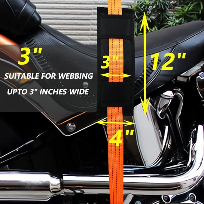 4 Pack Universal Tie Down Strap Protector Sleeve Ratchet Strap Protector Sleeve for Boat, Trailers, Jetski, Waverunner Black 4 x 12 Inches