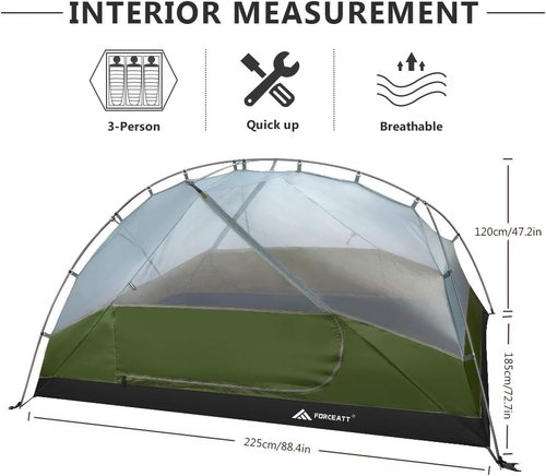 Forceatt Waterproof Camping Tent for 2-3 People | Lightweight & Windproof | 3-4 Seasons, Quick Setup