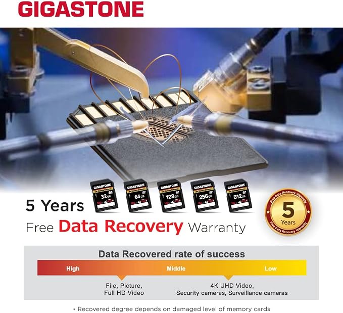 【5-Years Data Recovery】 GIGASTONE 32GB SD Card 2-Pack, 4K Camera Extreme