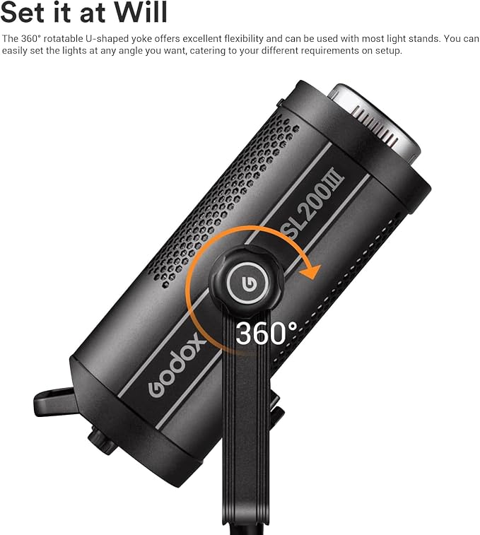 Godox SL200III 215W Daylight LED Video Light – 95600 Lux@1M 5600K, CRI 96+ 8 FX
