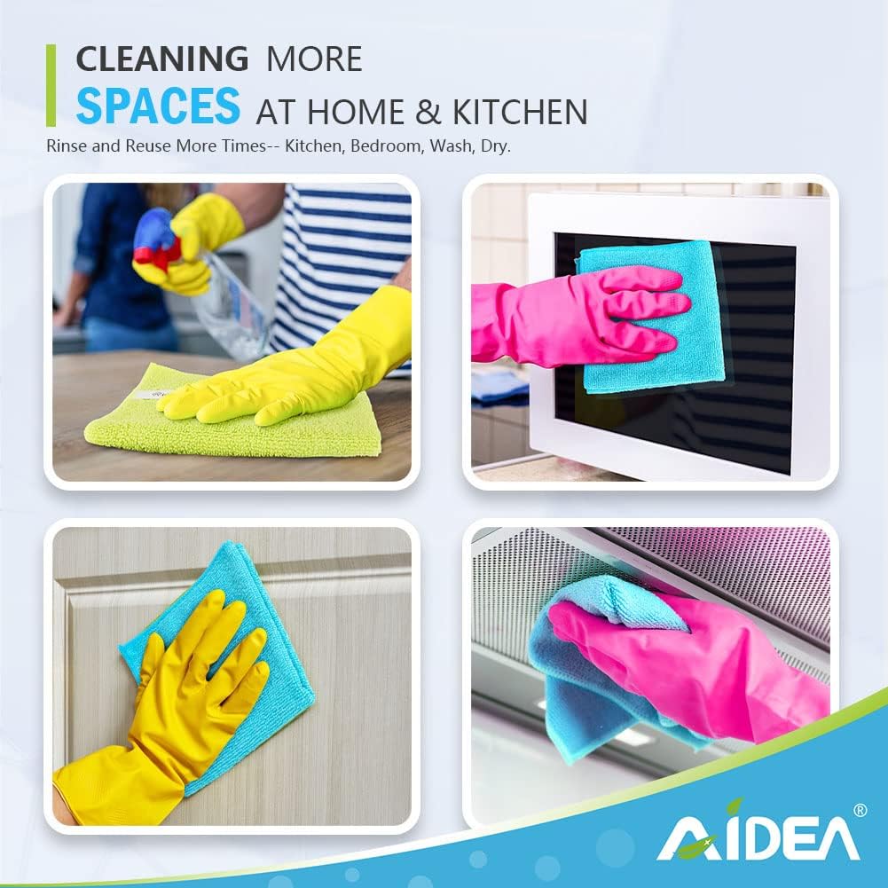 AIDEA Microfiber Cleaning Cloth-50PK, Microfiber Towels for Cars 12"x12" | Soft Absorbent Cleaning Rags, Reusable Microfiber Towel Lint-Free Streak-Free for House, Kitchen, Window Multicolor