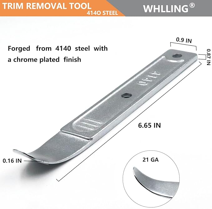 4140 Pry Bar Removal Tool, Pry Tool Pry Bar, Automotive Panel Removal Tool for Removing Auto Trim Interior, Demolishing Flooring and Roofing, Trim Removal Tool, Metal Pry Tool