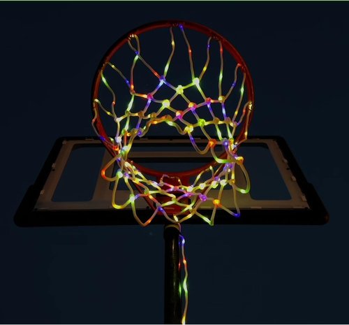 Glow in The Dark Basketball Net - Solar-Powered LED Nylon Hoop Net with Remote Control | Waterproof, Multi-Mode Lighting for Nighttime Play