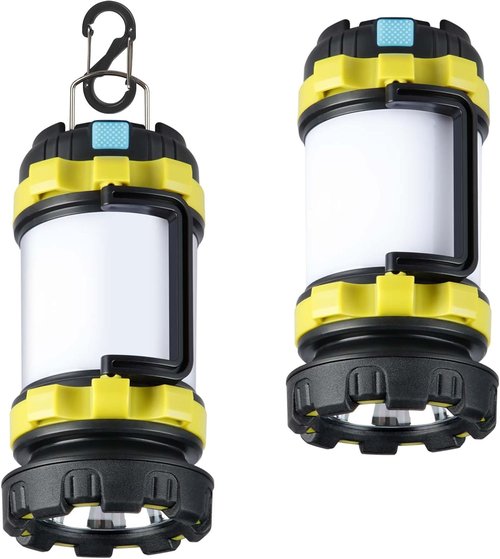 BOBKID Camping Lanterns - Rechargeable 1000LM LED Lights with 6 Modes | IPX5 Waterproof, 2-Pack - Green