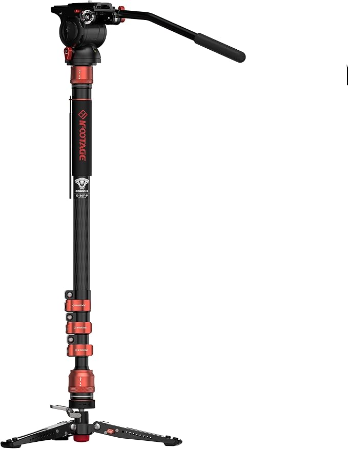 IFOOTAGE Cobra 3 Monopod with Fluid Head, Professional Portable Travel Monopod