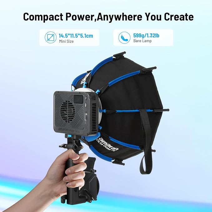 amaran Ray 120c RGB Video Light, 120W Portable Studio Light IP54, CCT 1