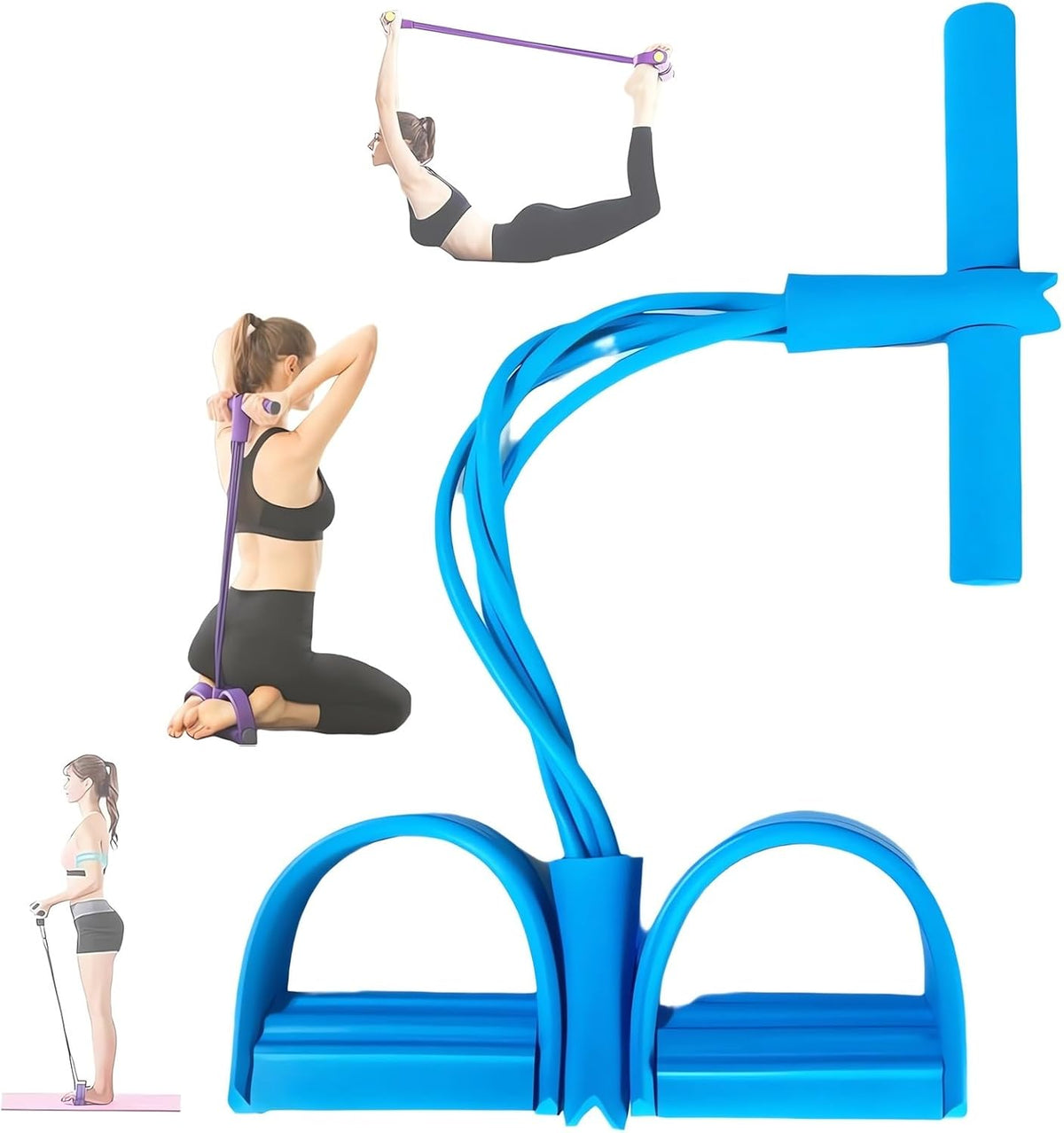 Skiennix Fitness Resistance Bands - 4 Tube Pedal Ankle Puller for Effective Leg Stretching | 2023 Workout Equipment