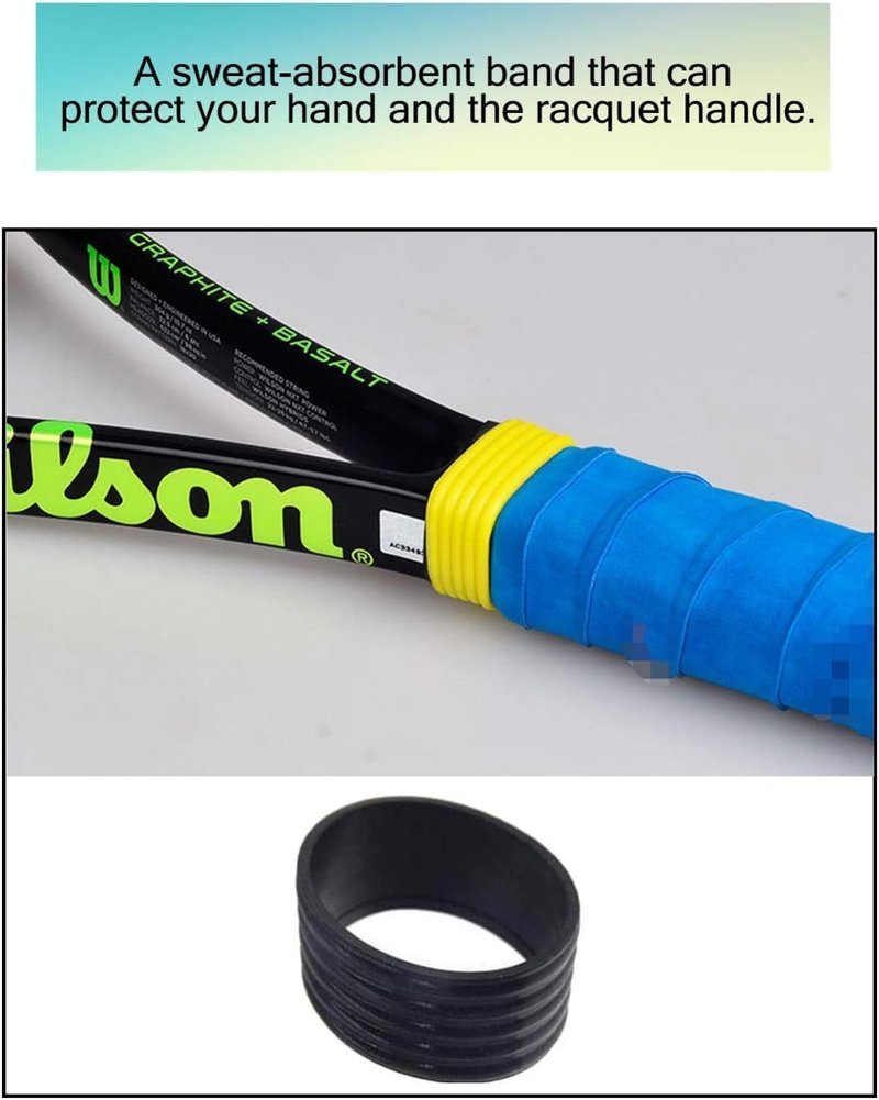 YSSZAM 5Pcs Black Tennis Racket Handle Rubber Ring Stretchy Tennis Racquet Band Overgrips, Tennis Racket Grips