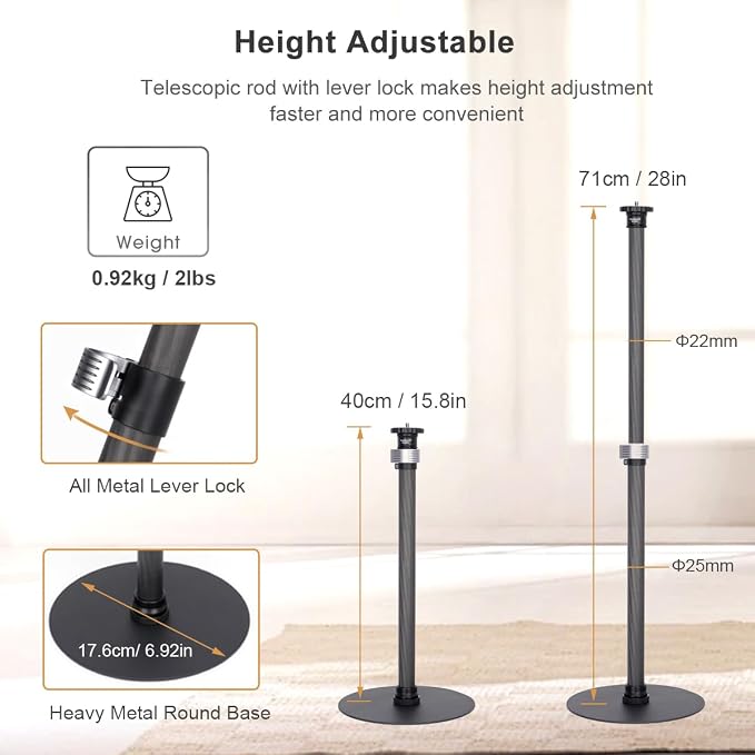 Koolehaoda Carbon Fiber Desktop Monopod Stand,