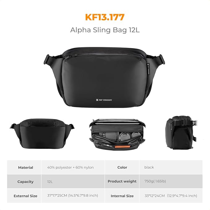 K&F CONCEPT Camera Sling Bag Crossbody Bag Waterproof Camera Shoulder Backpack