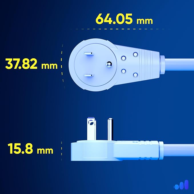 Maximm Cable 10 Feet 14Awg 360° Rotating Flat Plug Extension Cord/Wire, 3 Prong Grounded Wire, Heavy Duty Extension Cord - UL Certified - White