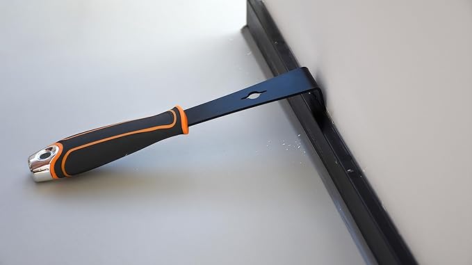 ROLLINGDOG 1.5" Small Pry Bar - Thin Flat Pry Bar for Trim Stainless Steel Mini Crowbar with Protective Coating, Dual Nail Slots, Chisel Head & Steel Striking Cap