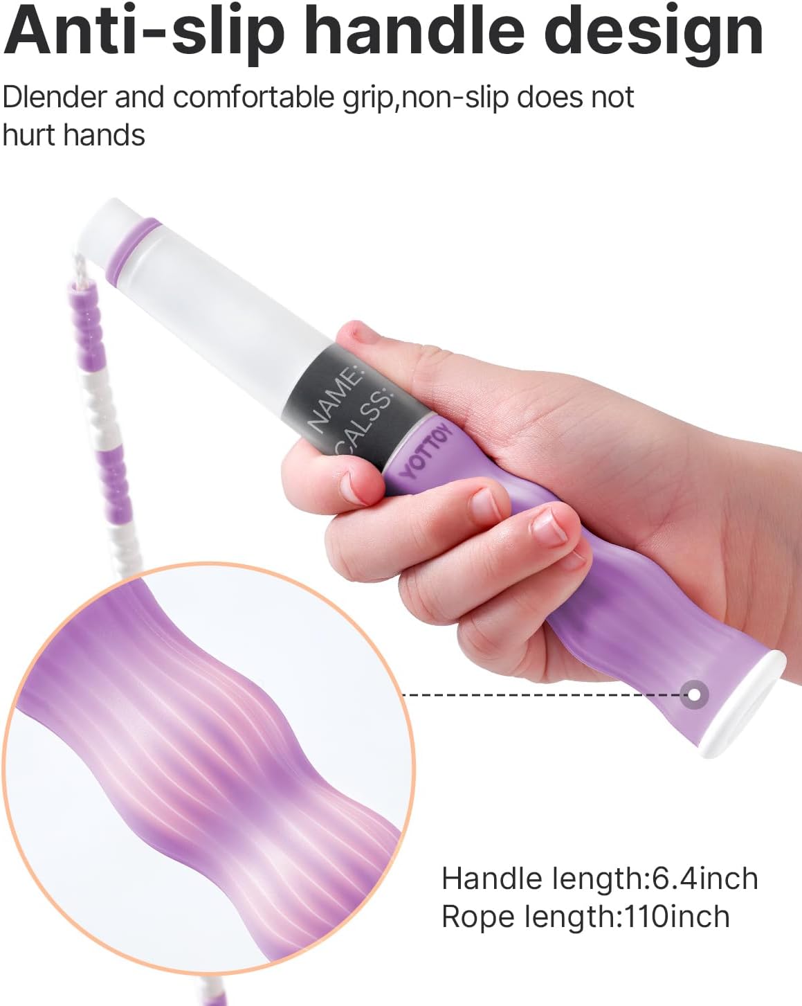 YOTTOY Jump Rope for Kids | Soft Beaded Design for Ages 8-12 | Perfect for School PE Classes