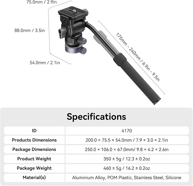 SmallRig Video Head with Leveling Base, Quick Release Plate