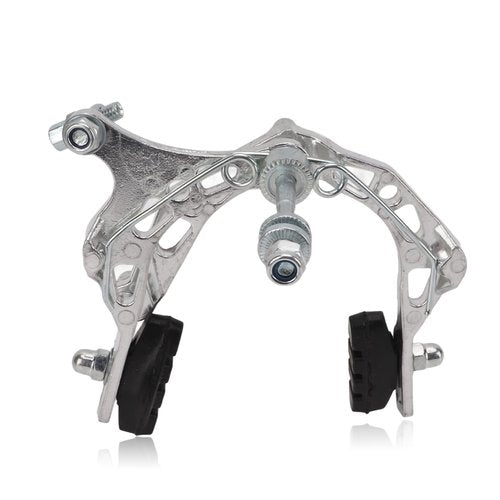equlup Bike Brake Caliper, Aluminum Alloy Bike Brake Caliper Universal Front and Rear Bike Brake Cycling Accessory for Bikes, Motorcycles (Silver)