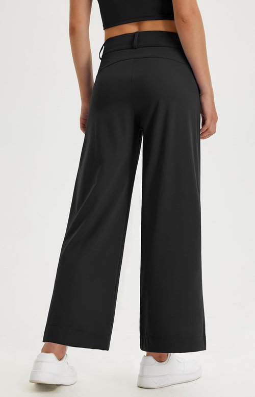 Libin Women's High Waisted Wide Leg Dress Pants - Stretchy Casual Trousers with Pockets