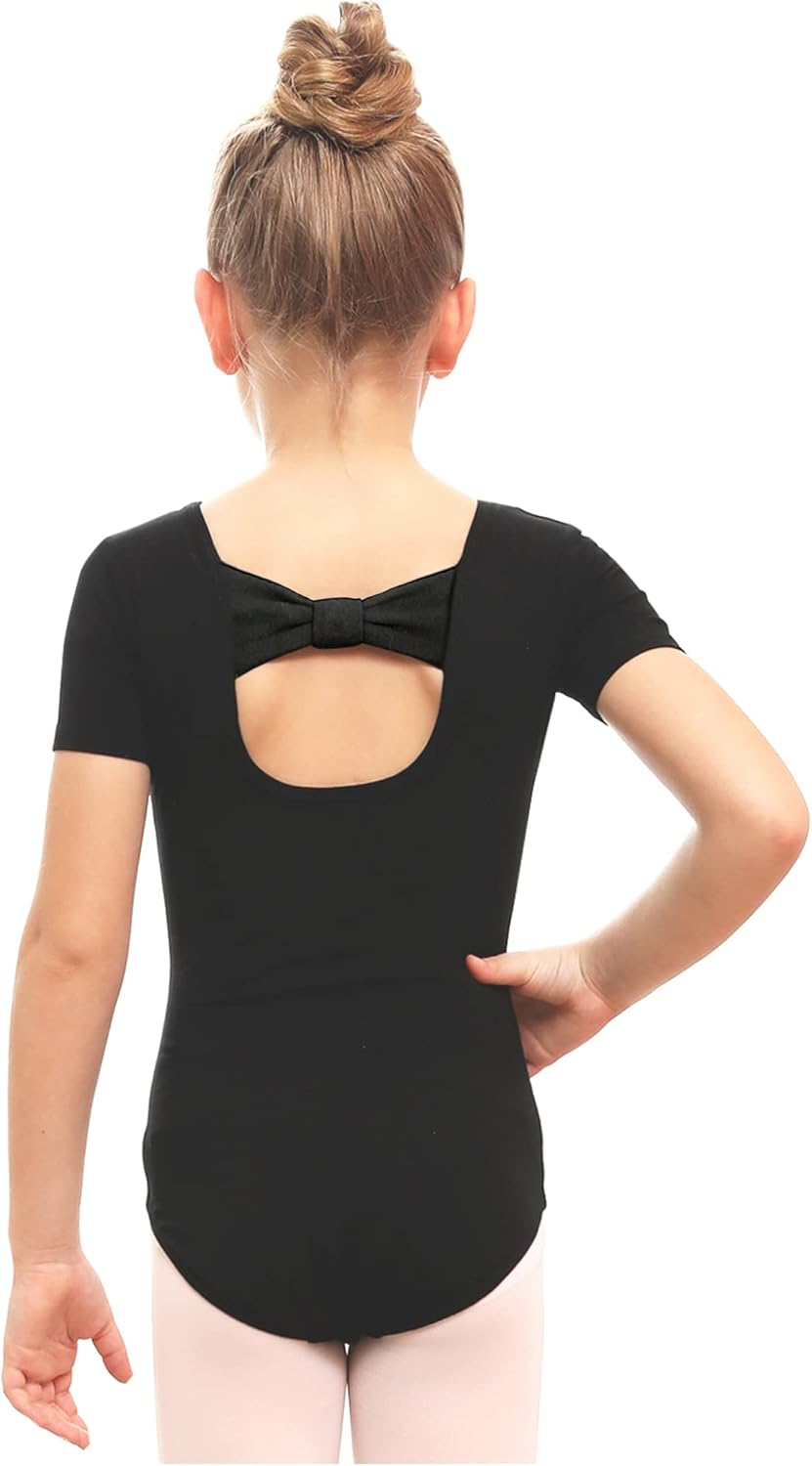 Stelle Black Ballet Dance Leotard for Girls - Stylish Bow Back | Toddler to Big Kids Sizes