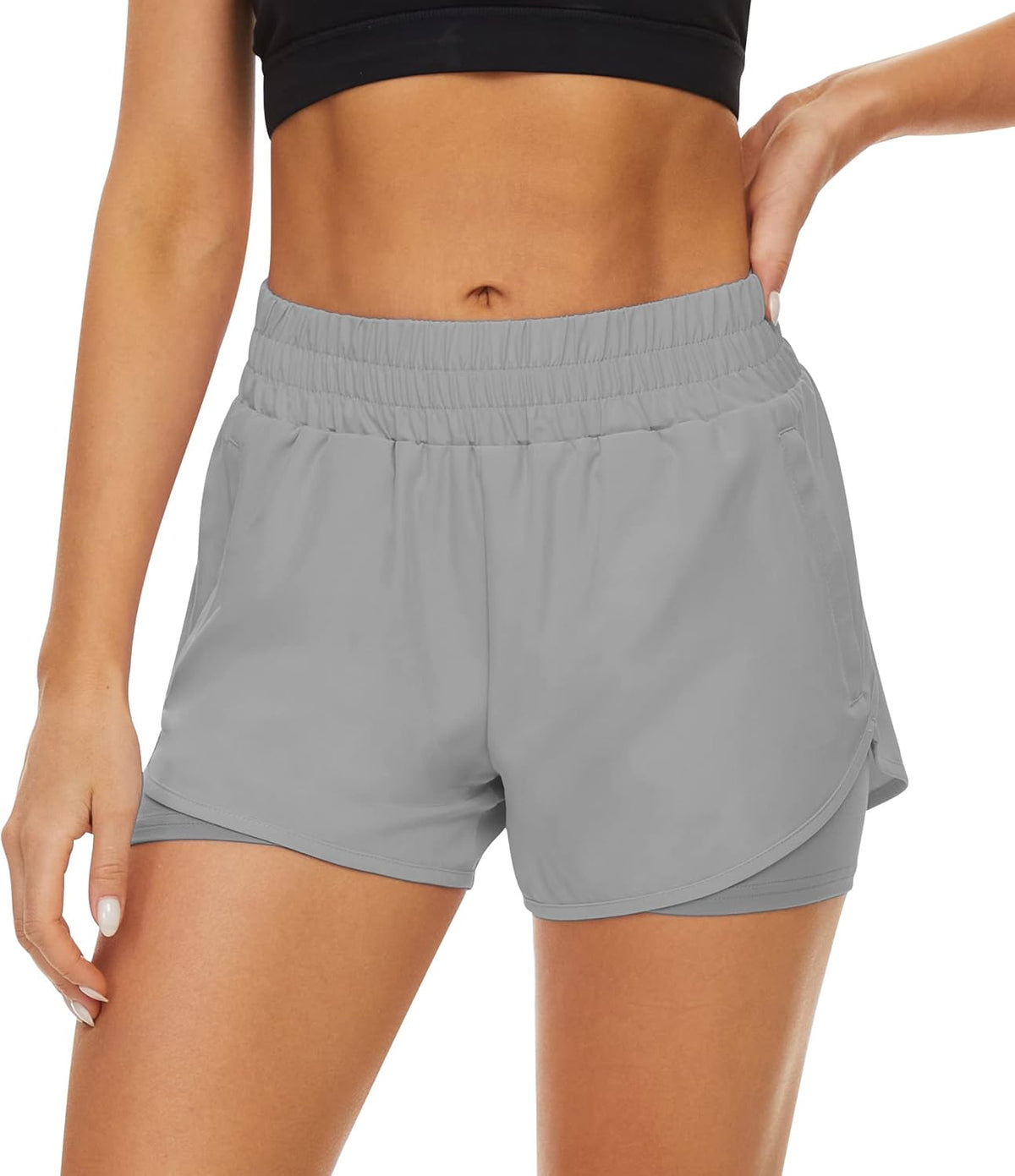 Skiennix Athletic Shorts for Women - Quick Dry High-Waisted Running Shorts with Pockets | 2 Pack