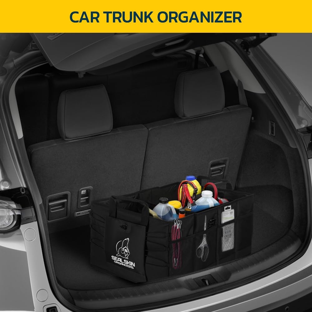 Seal Skin Covers Trunk Organizer for SUV, Car & Truck - Premium Heavy Duty and Collapsible with 3 Adjustable Sizes - Lightweight and Portable Storage Organizer - Easy to Use and Install in Any Vehicle