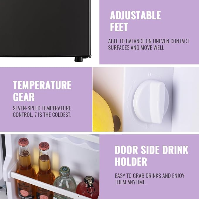 2.4 Cu.Ft Small Refrigerator with Freezer Dorm Mini Fridge with Removable Plastic Shelves Mini Refrigerator Ideal for Home, Office,Dormitory Gray