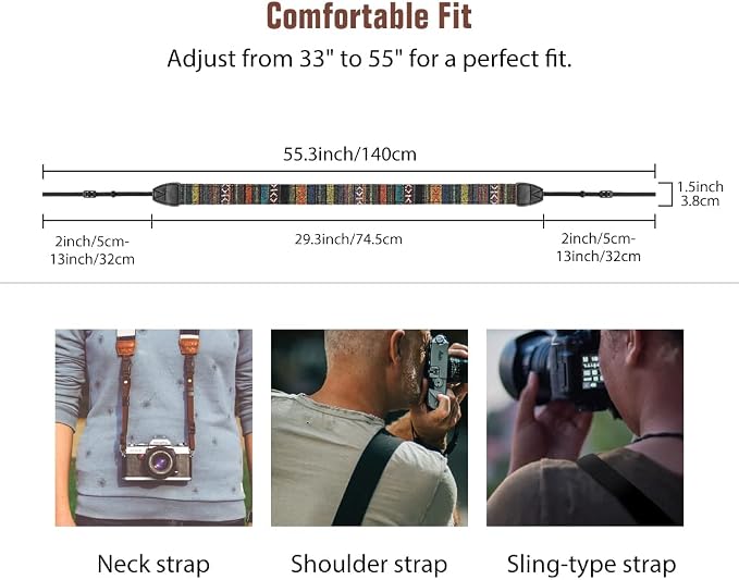 MoKo Camera Strap, Retro Cotton Canvas Woven Strap Universal Shoulder Neck