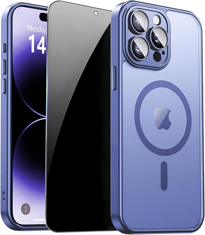 for iPhone 14 Pro Case with Privacy Screen Protector and Camera Protection