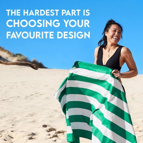 Dock & Bay Beach Towel - Quick Dry & Sand Free - Compact & Lightweight - 100% Recycled - Cancun Green - Large