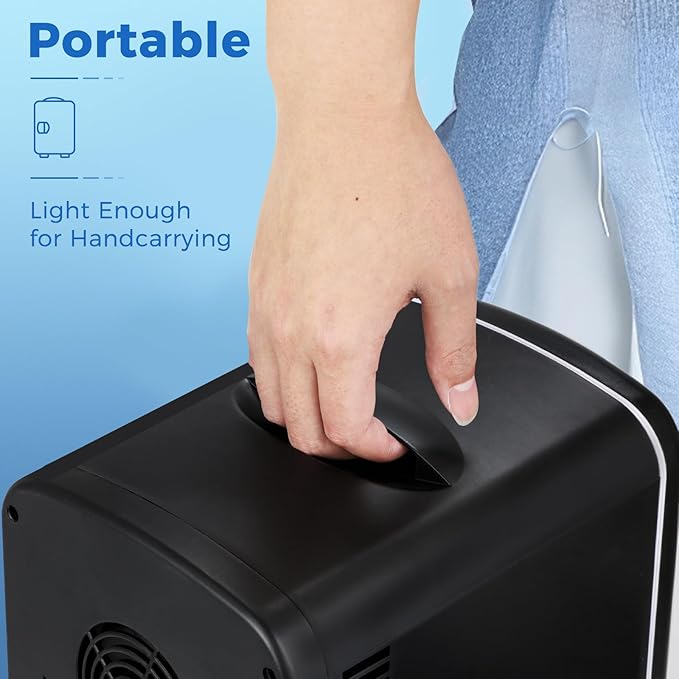 Antarctic Star 4L/6 Can Portable Compact Refrigerator for Bedroom,Car,Office & Dorm,Small Cooler for Food/Drinks/Skin Care,AC/DC, Black