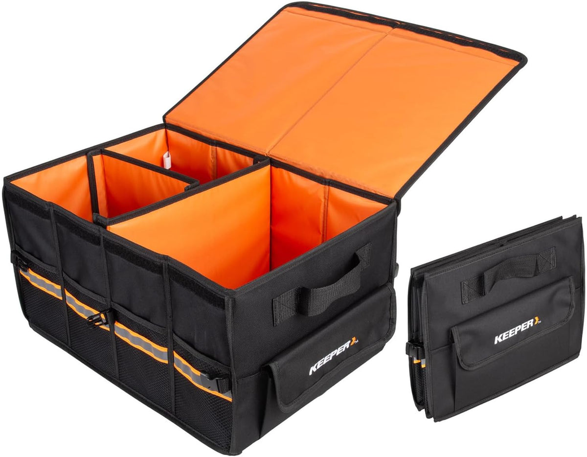KEEPER Extra Large Car Trunk Organizer, 70L, Multi-Compartment Collapsible Car Organizers and Storage, Non-Slip Bottom, Suitable for SUV, Minivan