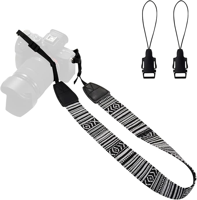 Camera Strap Canvas BlackWhite Shoulder Strap