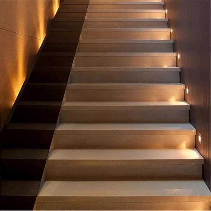 ZJchao 3 Pcs Step Light Stair Lamp Embedded Wall Light 1.5W 3000K Warm White Soft Lighting with Retardant PC for Bedside Corridor Staircase