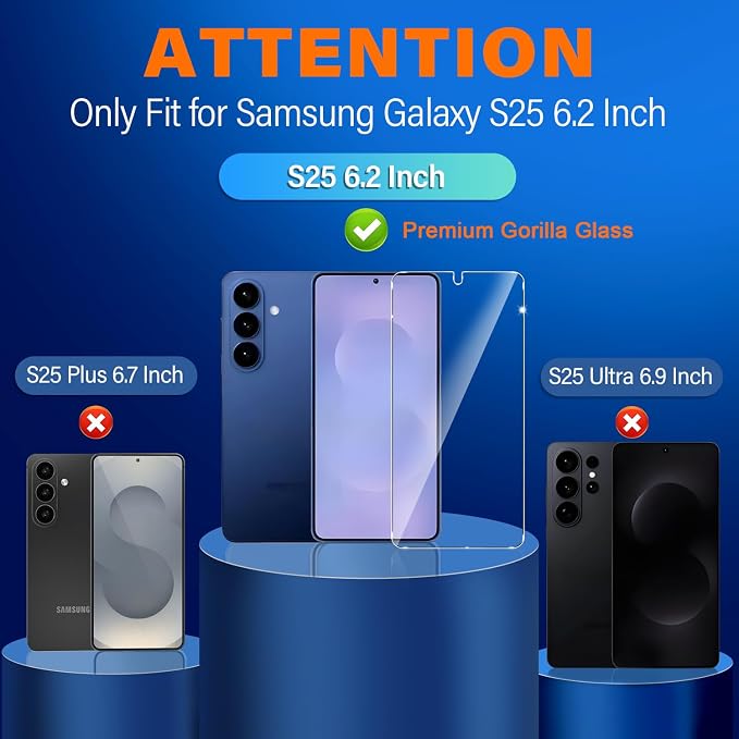 firtstnow 3 Pack for Samsung Galaxy S25 Screen Protector Tempered Glass + 3