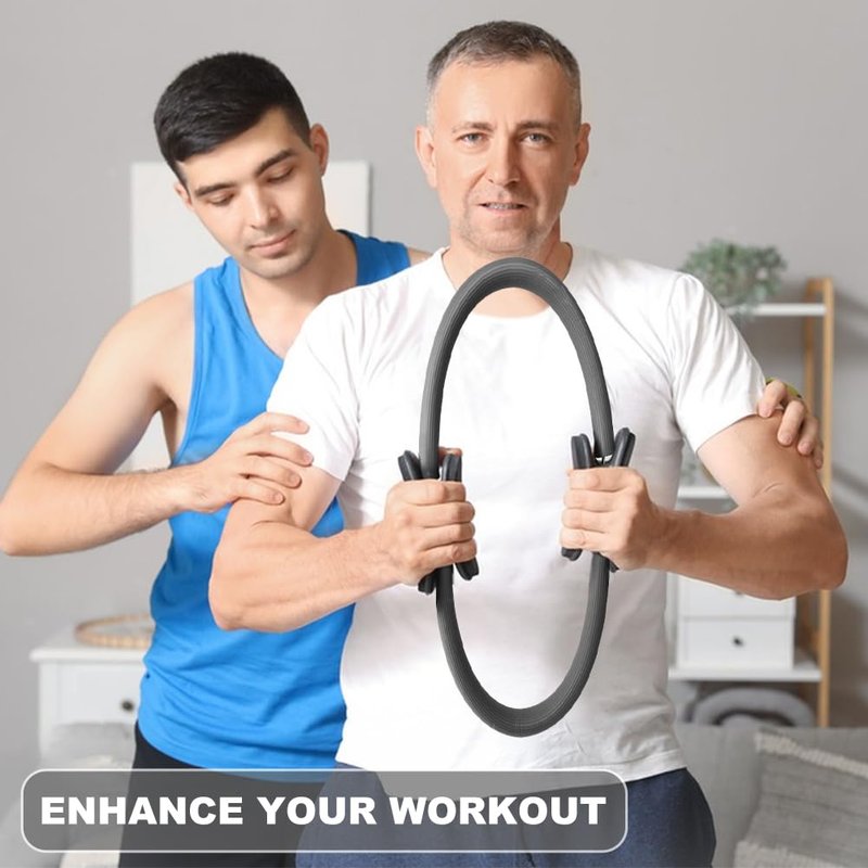 XuYelora 15" Pilates Ring, Dual-Grip Pilates Ring Lightweight Circle Yoga Rin-g for Enhance Thigh and Arm Strength, Body Exercise Tool for Home Gym(Color:Gray)