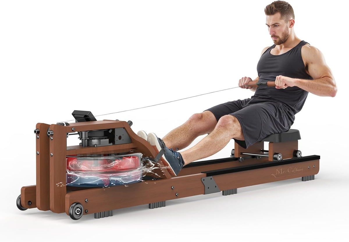 Skiennix Water Rowing Machine - 400LBS Weight Capacity, Bluetooth Monitor & Comfortable Seat