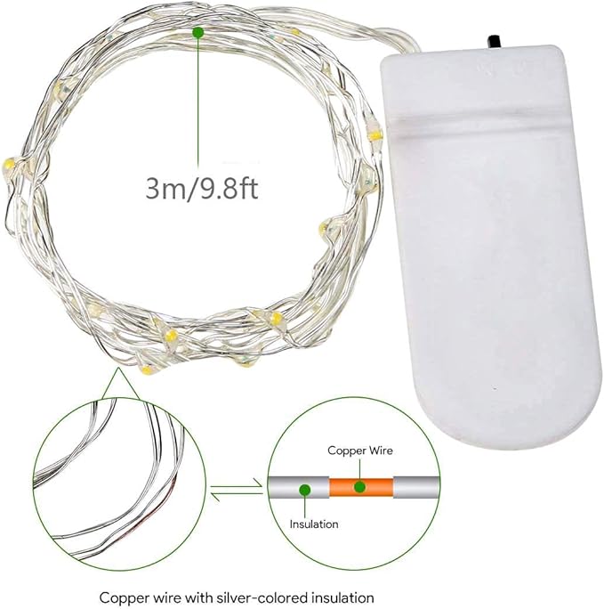 15 Pack 30 LED Micro Starry String Lights Battery Operated(Included),Fairy Waterproof Silver Wire Lights,for DIY Party Garden Wedding Table Indoor&Outdoor Decorations