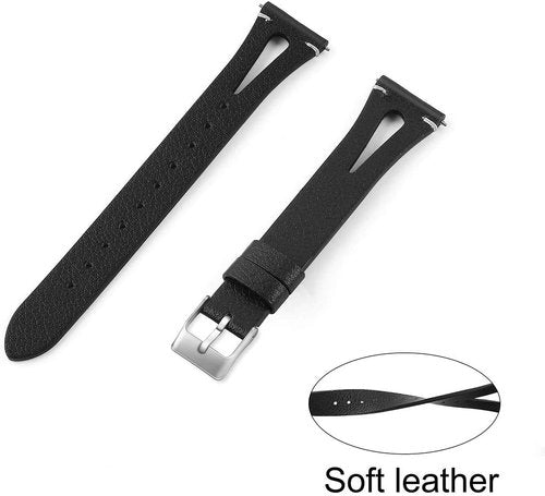 Lamshaw DR03, DR05, DR06 Smart Watches Bands, Quick Release Slim Vintage Leather Strap Replacement Compatible with Yoever, KIBFLE, TOOBUR, DR03, DR05, DR06 Smart Watches (Black, 18mm size band)