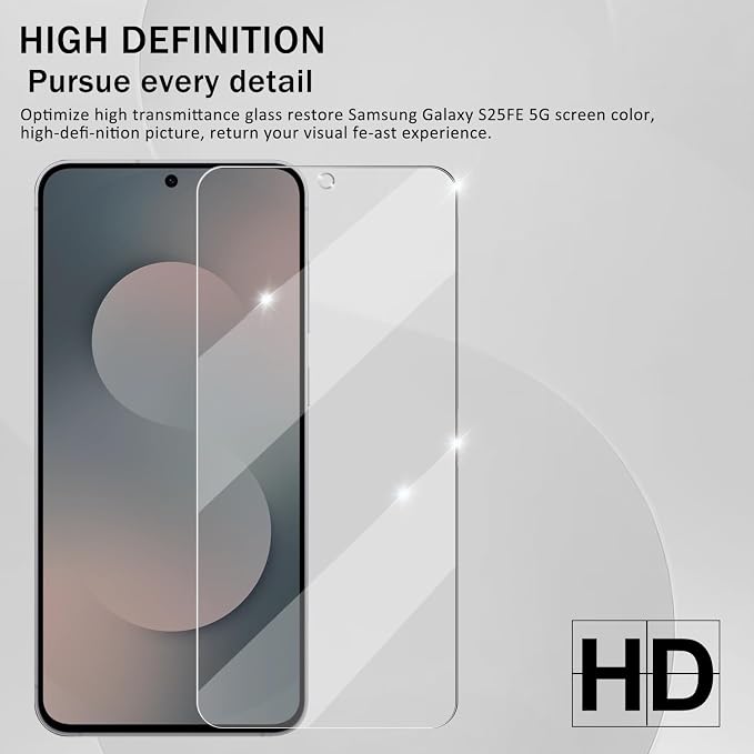 Screen Protector for Samsung Galaxy S25 FE, Tempered Glass & Camera Lens