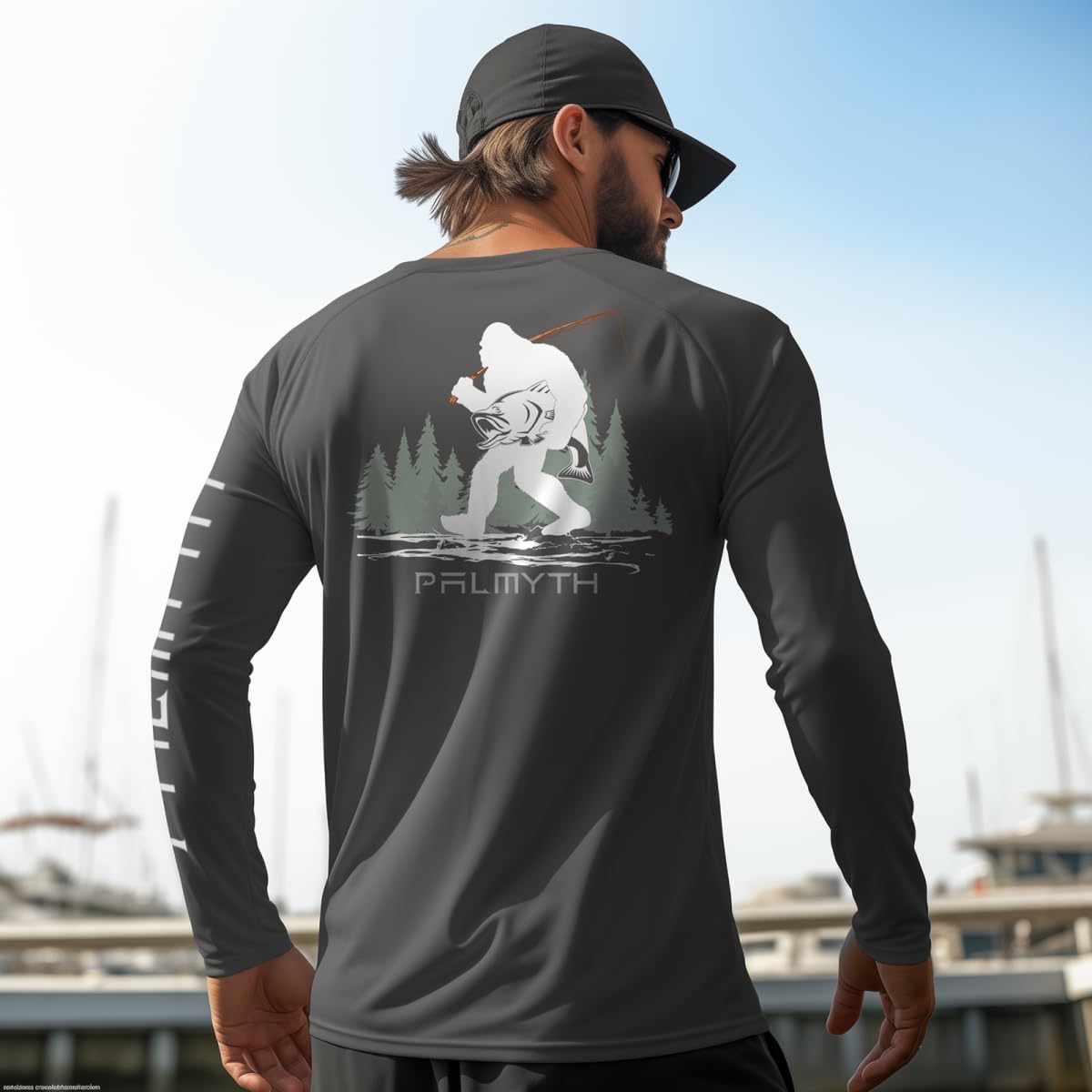 Palmyth Men's Fishing Shirts - UV Protection Long Sleeve T-Shirts with UPF 50+ Rash Guard