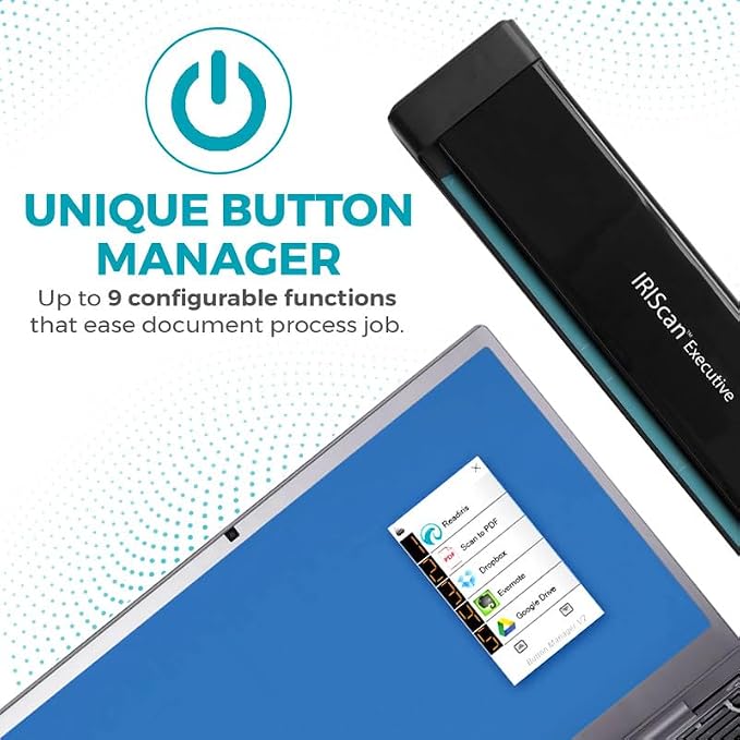 IRIScan Executive 4 Pro Black Portable Duplex Scanner, 8 PPM USB Document and