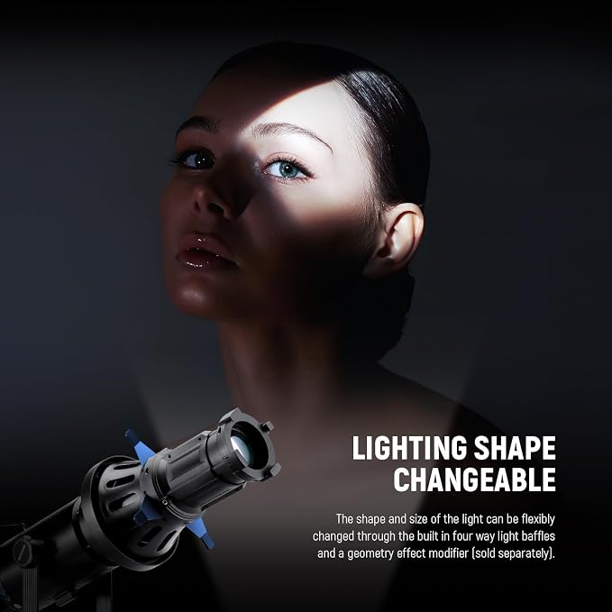 NEEWER Spotlight Snoot with 20° Projection Lens, Adjustable Focus, 16 Metal