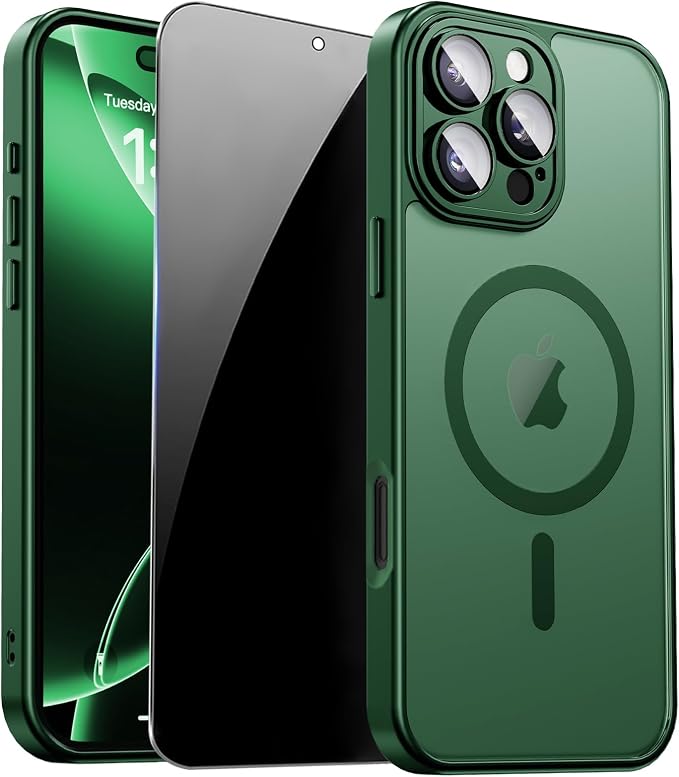 for iPhone 16 Pro Case with Privacy Screen Protector and Camera Protection