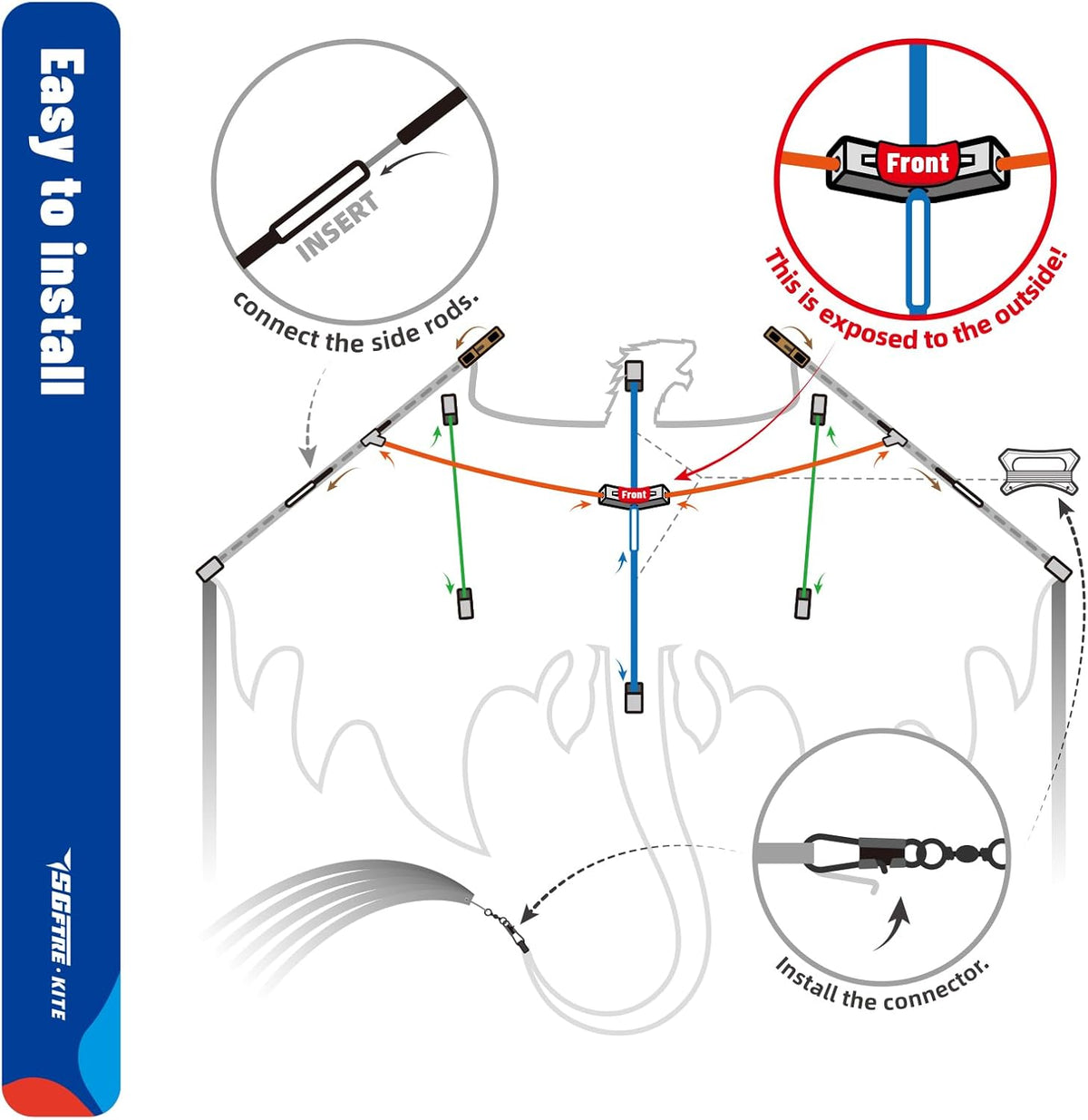 SGftre Complete Kite - Easy to Fly for Kids & Adults | Perfect for Beach & Park Activities