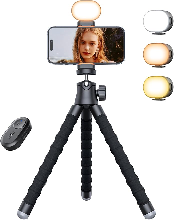 Pnitri Phone Tripod Stand, Extendable Reinforced Aluminum Phone Stand
