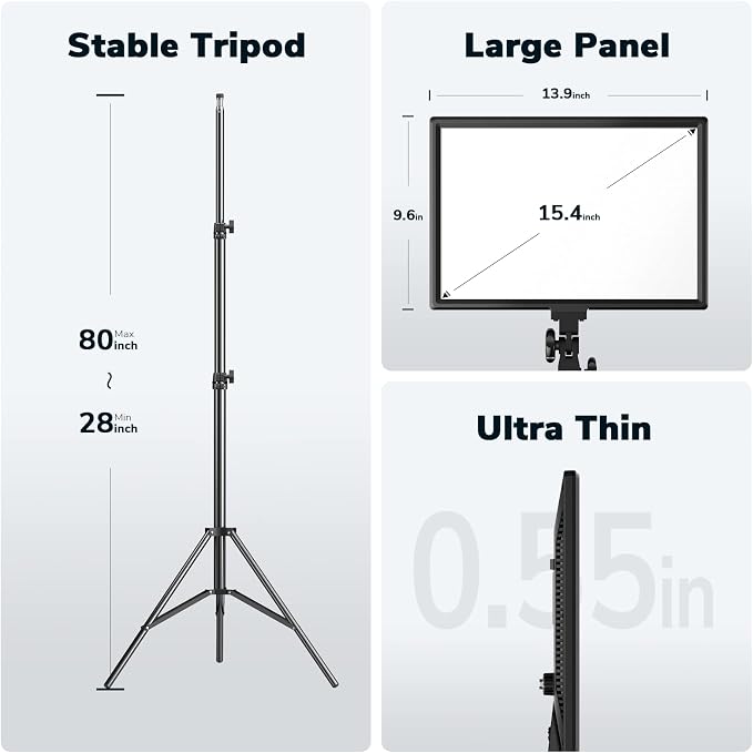 D50 LED Video Light Panel Lights 15.4", 2 Packs 45W 3000K-8000K Bi-Color