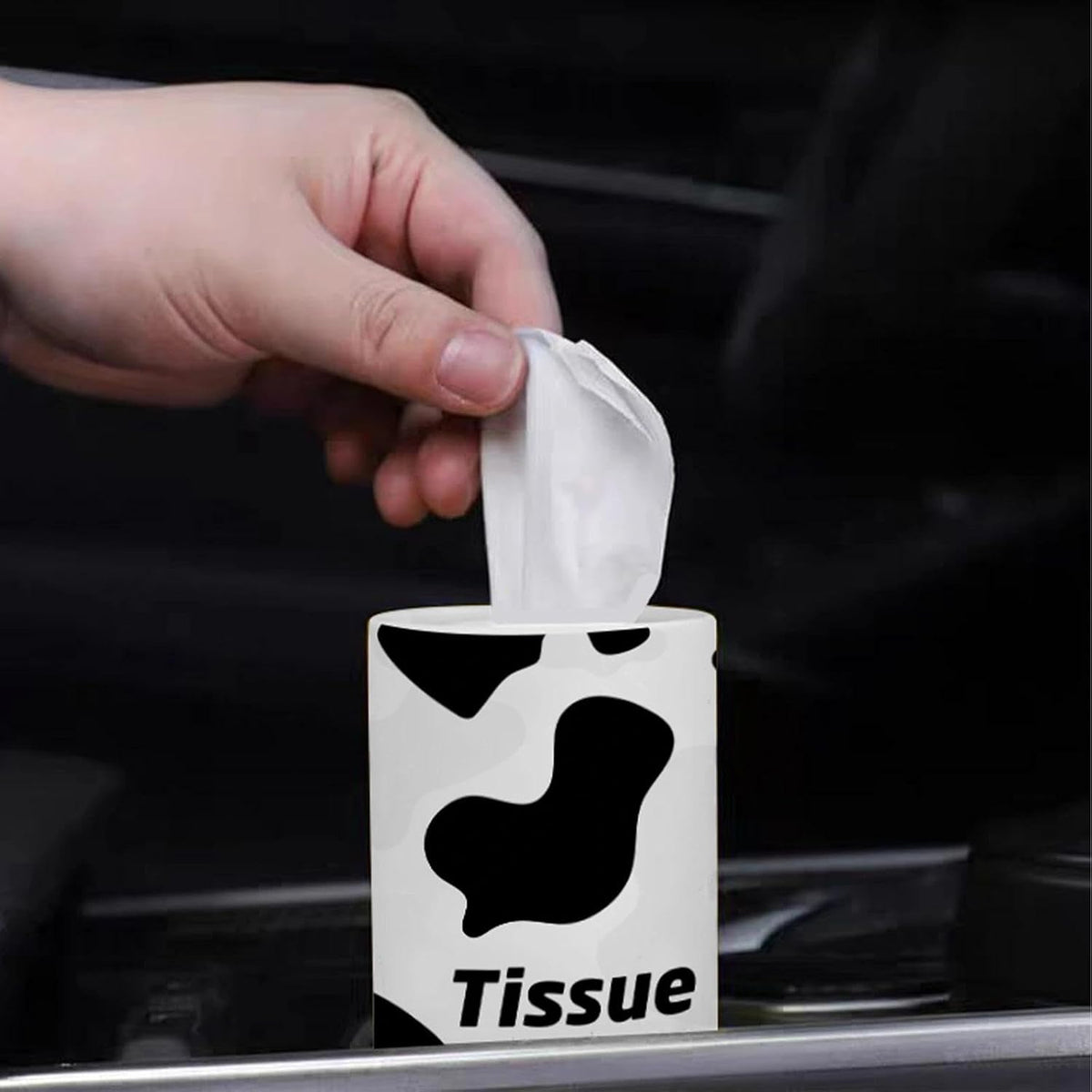 8 Pack Cow Car Tissue Holder, Portable Travel Tissues Cylinder Box Container with 3-Ply 400 Sheets Facial Tissues for Car Cup Holders, Refillable Convenient Automotive Interior Accessories